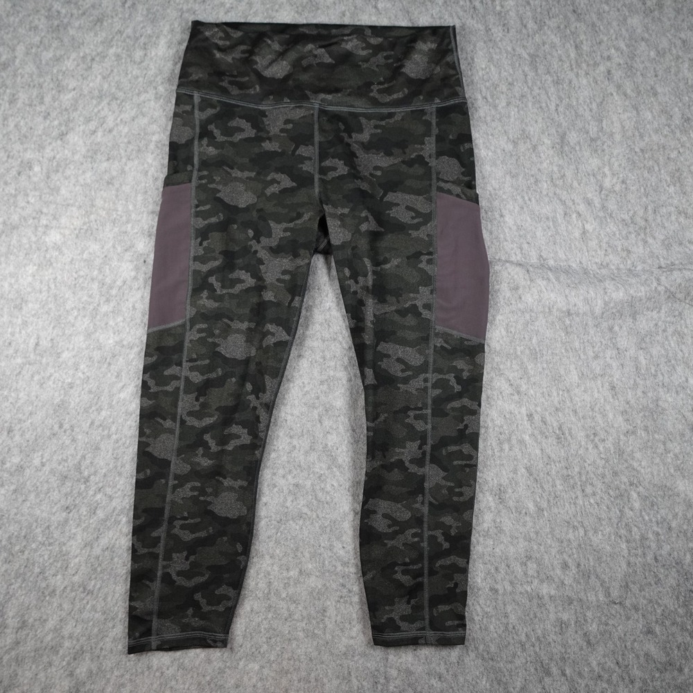 Fabletics Leggings Women Large Black Camo Powerhold High Rise Pocket Active Crop